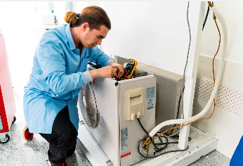 A technician wearing a lab coat